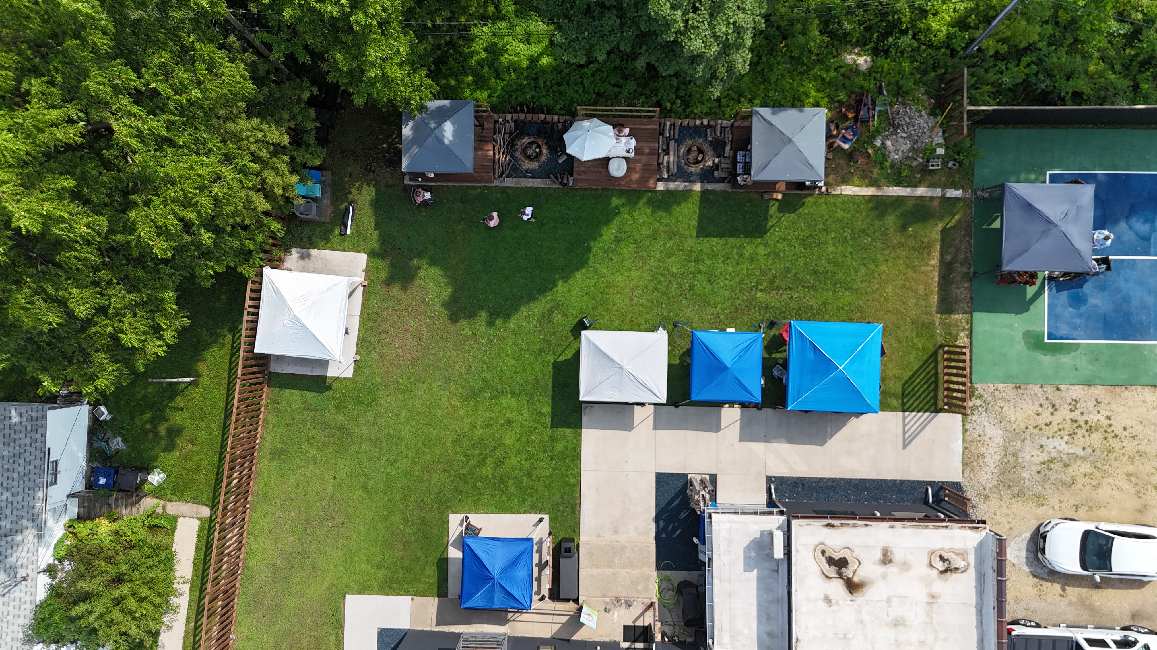 Vendor tents set up on the lawn at b3 Experience during a past Sparta Art Market